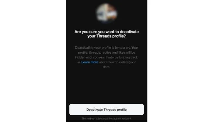 Deactivate Threads Profile